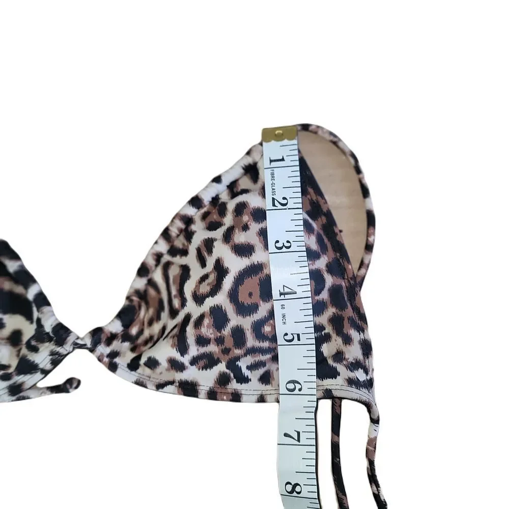 Leopard print Bikini with matching sheer‎ coverup Size L Animal Print Preowned